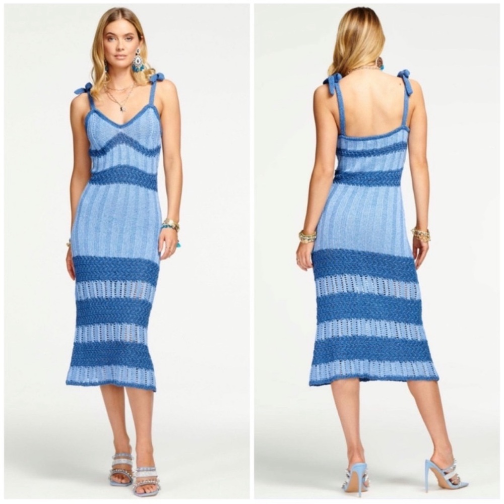 Ramy Brook Crochet Knit Colorblock Birdie Dress
Blue